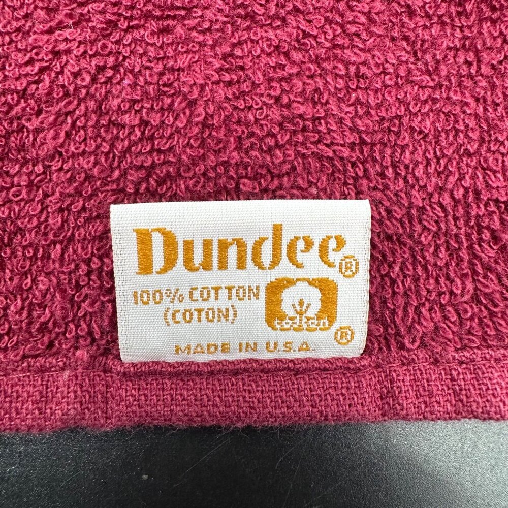 Vintage Burgundy Bath Hand Towel Set Paisley Lace Bow Trim Maroon Red Dundee USA - Picture 7 of 9